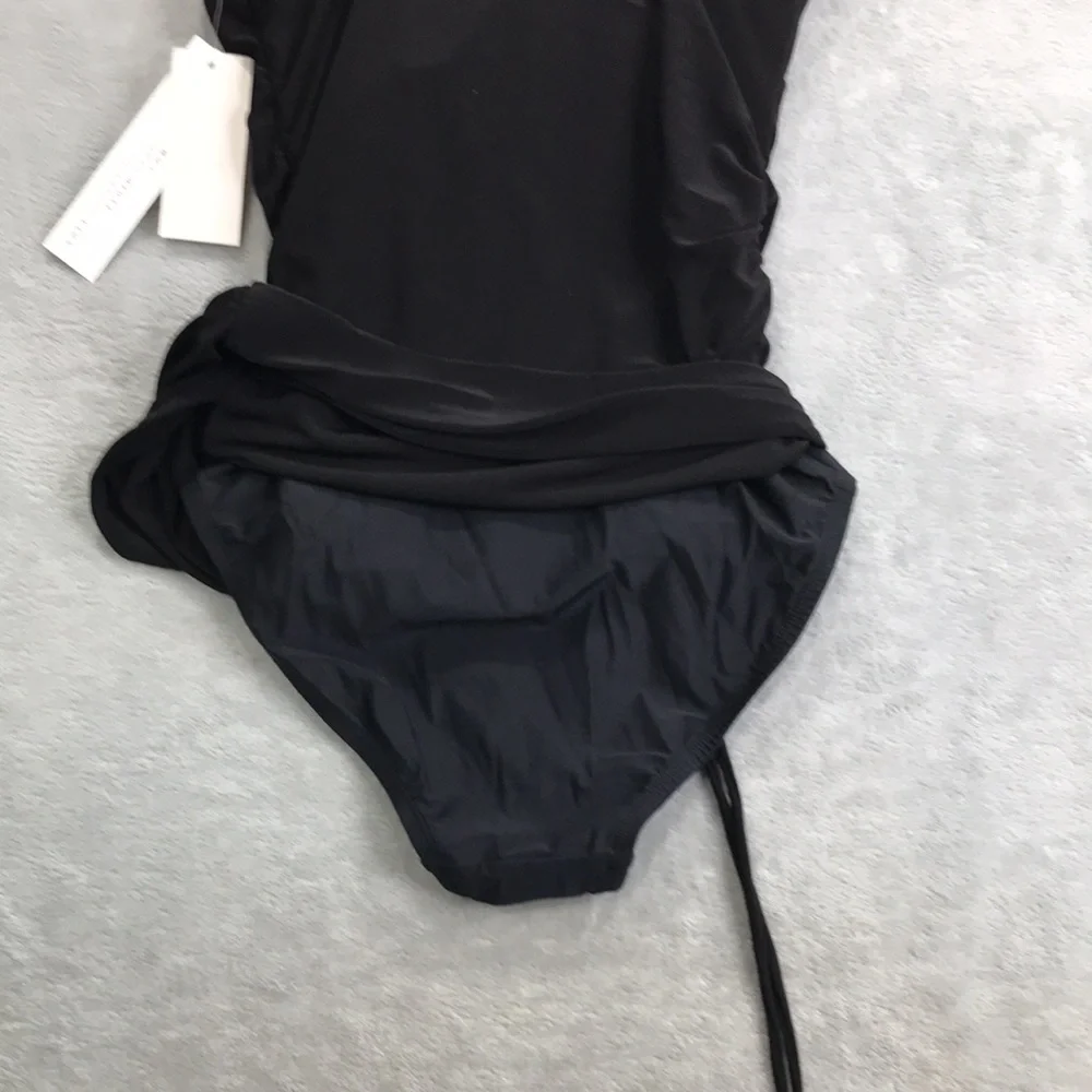 Beyond Control Black V Neck Cinching Swim Dress Size 6 New - Picture 8 of 12